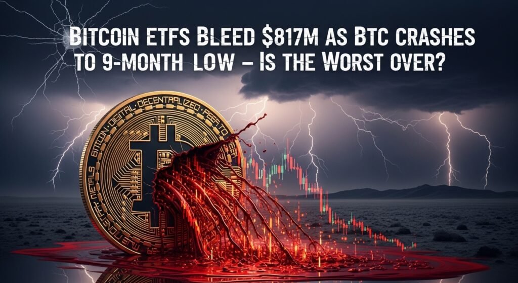Bitcoin ETFs Bleed $817M as BTC Crashes to 9-Month Low – Is the Worst Over